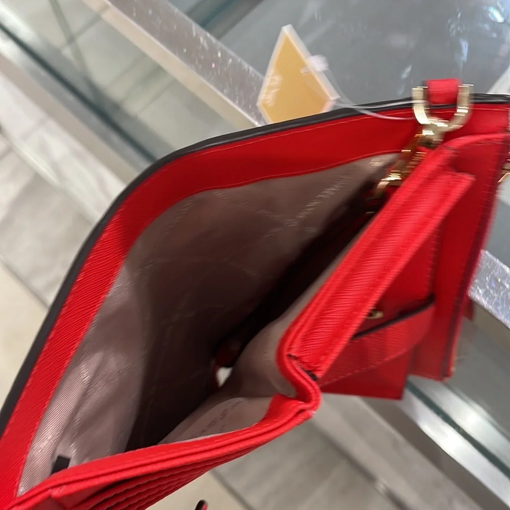 Michael Kors Jet Set Travel Large Double Zip Leather Wristlet phone holder NWT - Picture 6 of 16